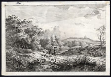 Antique Master Print-DUNE LANDSCAPE-HAARLEM-SHEPHERD-BASKET-Hermanus Fock-c 1790