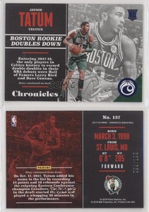 2017-18 Panini Chronicles Rookies Blue /199 Jayson Tatum #137 Rookie RC