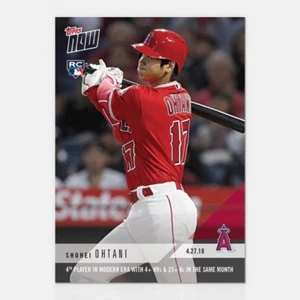 2018 TOPPS NOW #136 SHOHEI OHTANI 4. SPIELER MODERN ERA 4+ STUNDEN UND 25+ Ks MONAT - Bild 1 von 2