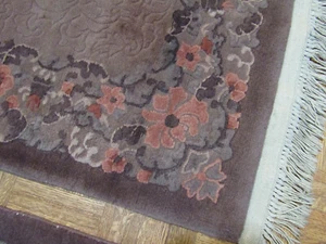 AUTHENTIC SET OF 2 ANTIQUE ART DECO CHINESE RUG BY W NICHOLS HAND MADE WOOL 3x5 - Picture 1 of 10