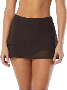 Coco Reef Mesh Layer Ruffle Swimsuit Skort, Brown, Medium - Picture 1 of 3