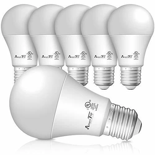 A19 LED Light Bulbs 9W (60W Equivalent) 830 Lumens E26 (5000K Daylight), 6 Pack - Image 1 of 4