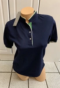 Vintage Polo Top Womens Shirt Short Sleeve Blue ￼VANDERBILT 1980s NEW Sz S - Foto 1 di 8