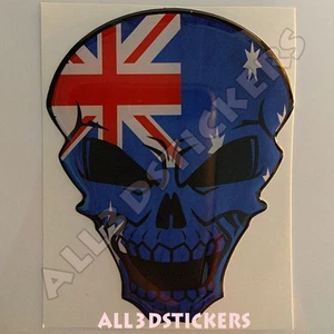 Pegatina Calavera Bandera Australia Adhesivo Relieve Coche Moto Skull Tablet 3D  - Picture 1 of 3