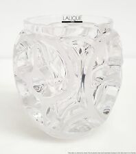 Lalique France French Signed Frosted Cut to Clear Crystal Glass Heavy Vase