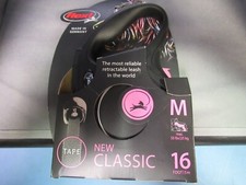 Flexi Classic Tape Retractable Leash 16ft for Dogs up to 55 Lbs Medium Black