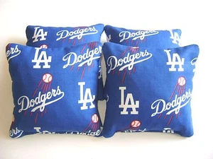 LOS ANGELES LA DODGERS CORNHOLE BEAN BAGS SET OF 4 TOP QUALITY TOSS GAME - Picture 1 of 1