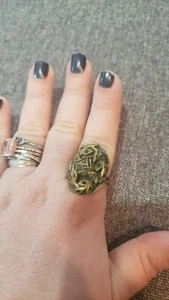 Vintage Etruscan Style Brass Ring with unknown stones - Picture 1 of 4