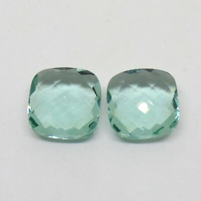 Aquamarine Cushion Briolette Gemstone 14 mm 22.85 Ct 2 Pcs Loose Gemstone - Image 1 of 2