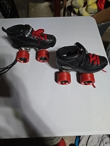 Riedell Dart Quad Rollschuhe schwarz mit roten Rollen Speedskates Größe 1 - Bild 1 von 14