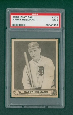 1940 Play Ball Baseball Card - #171 Harry Heilmann, PSA 5 EX - Image 1 of 2