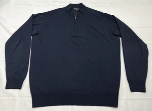 Suéter John Smedley Hecho en Gran Bretaña Azul Lana Merino 1/4 Cremallera Para Hombre Grande *** - Imagen 1 de 9
