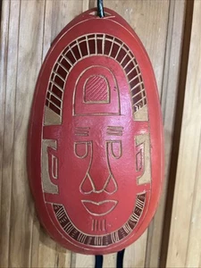 Handgeschnitzte Kürbis Afrikanische Maske handbemalt repariert - Bild 1 von 8