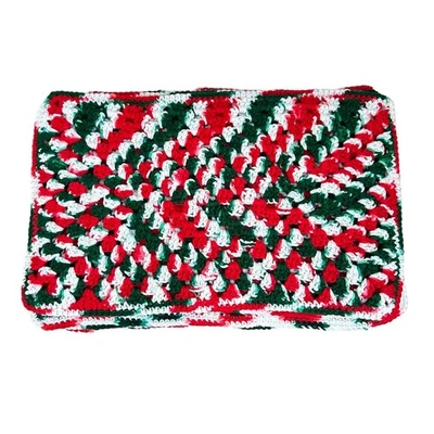 Lot 19 Hand Crochet Placemats Red Green White Granny Square Christmas Table Set - Image 1 of 3