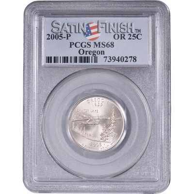 2005-P 25c Oregon State Quarter - Satin Finish ~ PCGS MS68 - Image 1 of 2
