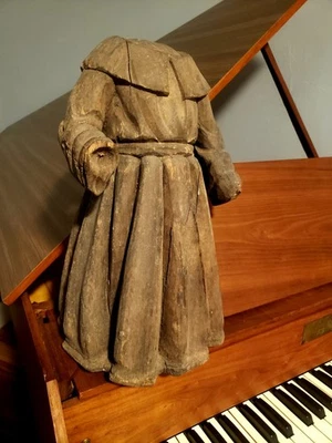 14" CARVED WOOD PAPER MACHE MOLD/SCULPTURE: FEMALE MANNEQUIN - DRESS FORM - Image 1 of 4