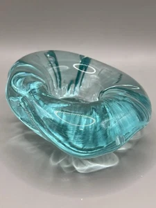 Freiform mundgeblasen Türkis Grün Kunst Glas Kerzenhalter 4,5”x 2” - Bild 1 von 10