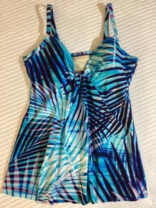 Miraclesuit Blue Palm Reader Marina Tankini Swim Top Sz 10 NEW without tags - Picture 1 of 9