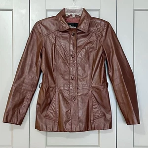 Giacca pelle Wilson’s vintage lunghezza fianchi bottoni sangue di bue donna taglia small - Foto 1 di 9