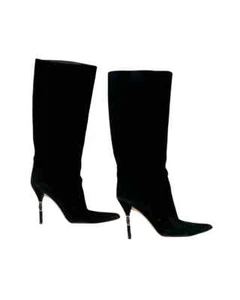 Gucci by Tom Ford Veloursleder Stiefel schwarz mit Bambus Element am Absatz (40) - Bild 1 von 3
