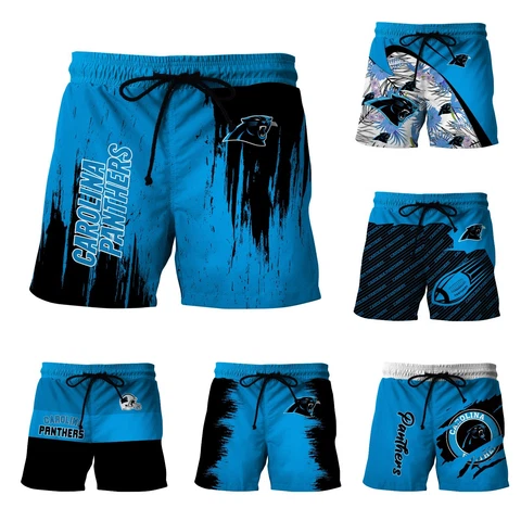 Carolina Panthers Men's Summer Board Shorts Casual Quick Dry Beach Swim Trunks Cover