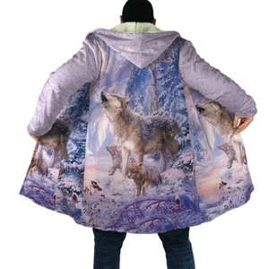 Animal Wolf Native American 3D All Over Printed Hooded Cloak Coat - Excoolent LV - Picture 1 of 2
