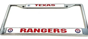 Marco de matrícula de metal cromado plateado Texas Rangers MLB envío ahora - Imagen 1 de 3
