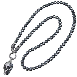 SKULL CLASSIC Halskette | mit Federring Verschluss für Damen/Herren Perlenkette - Bild 1 von 2