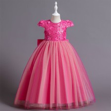 Kids Flower Girls Wedding Tutu Dress Children Party Gown Bridesmaid Formal 3-12Y