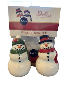 PUBLIX HOLIDAY SNOWFOLK SALT and PEPPER SHAKERS PREMIERE EDITION 2004 SNOWMAN - Picture 1 of 6