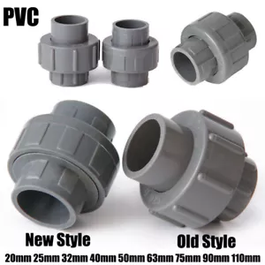 20-110mm PVC Pipe Union Connector Joint Weld Solvent Pressure Pipe Fitting Grey - Picture 1 of 21
