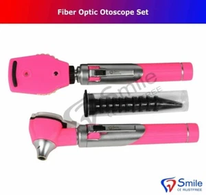Pink Fiber Optic Otoscope Ophthalmoscope Examination LED Diagnostic ENT Set - Picture 1 of 3