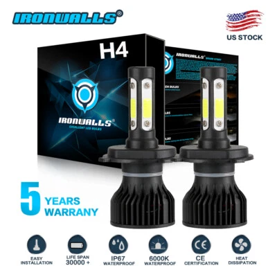 H4 9003 4Sides LED Headlights Bulb Conversion Kits High/Low Beam 6000K 360000LM - Image 1 of 4