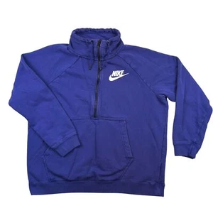 Vintage Nike Pullover Mens Large 1/2 Zip Mock Neck Logo Purple Blue Sweatshirt - Picture 1 of 14