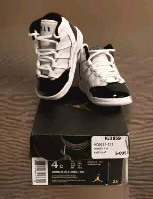 Jordan Max Aura Blanco Concord Negro (TD) Niño Pequeño Talla 4C AQ9215-121 Usado y Caja Foto 1 de 4