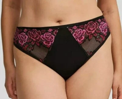 Torrid Stunning Pink Roses Microfiber & Lace Thong Panty Plus Size 0X/L/12 - Image 1 of 4