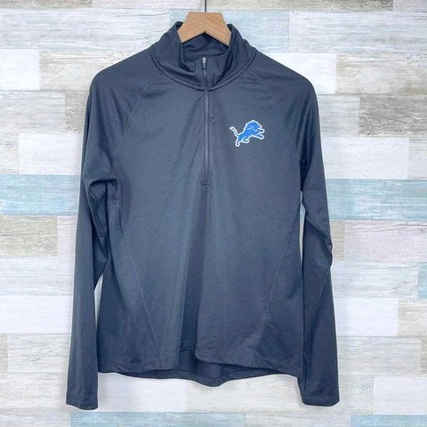 Detroit Lions NFL Team Apparel Nike Dri Fit 1/4 Zip Pullover Black Womens Medium Cover