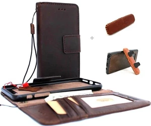 Funda de Cuero Oscuro Genuino para iPhone 8 Plus Extraíble Billetera Magnética Soporte para Coche - Imagen 1 de 10