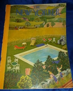 Vintage NEW YORKER MAGAZINE Aug 19, 1946 Cover: Boys Peeking at Swimming Pool - Picture 1 of 5