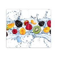 DEKOGLAS Herdabdeckplatten /"Früchte/" 60x52 Glas Ceranfeld-Abdeckung Spritzschutz