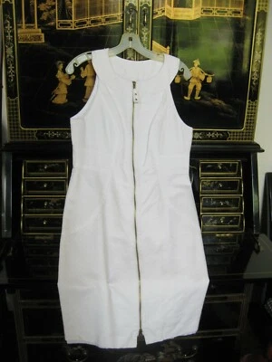 Muse Women's White Textured Sleeveless Lined Zip-Up the Front Dress Size 10 Foto 1 de 4