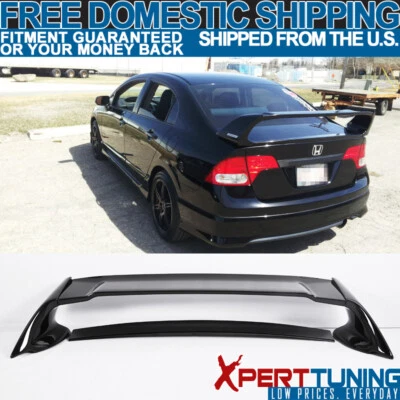 Fits 06-11 Honda Civic 4Dr Mugen ABS Trunk Spoiler Painted Crystal Black Pearl Foto 1 de 4