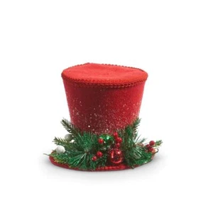 RAZ 7" Red Snowman Top Hat w/ Green Berries Christmas Ornament - Picture 1 of 2