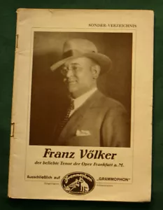 FRANZ VÖLKER -SONDERVERZEICHNIS DEUTSCHE GRAMMOPHON- 1930 SCHELLACKPLATTEN B17 - Bild 1 von 2