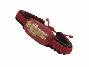 Pulsera San Judas Tadeo Tejida Doble Macramé Roja/Negra - Imagen 1 de 6