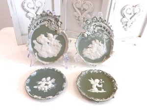 Set of 4~Vintage Volkstedt Japersware Victorian Wall Plaques~Cherubs~Details - Picture 1 of 5
