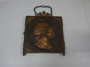 Antique Victorian Triple Fold Vanity Mirror Bronze Medieval knight - Picture 1 of 11