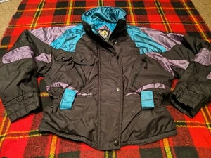 Vintage 80s Hot Music puffer Jacket Ski/Snowboarding - Picture 1 of 6