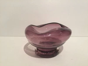 Amethyst Free Form Blown Glass Bowl Dish Unique Vintage - Picture 1 of 2