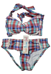 Finch Bikini Girl Swimsuit Gingham Checks Bikini Swimsuit Size Youth 10 NWT - Picture 1 of 7